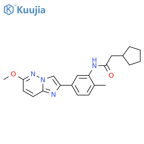 2-cyclopentyl-N-(5-{6-methoxyimidazo1,2-bpyridazin-2-yl}-2-methylphenyl)acetamide structure