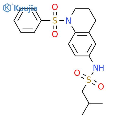 N-1-(benzenesulfonyl)-1,2,3,4-tetrahydroquinolin-6-yl-2-methylpropane-1-sulfonamide structure