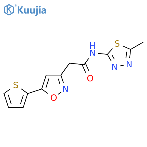 N-(5-methyl-1,3,4-thiadiazol-2-yl)-2-5-(thiophen-2-yl)-1,2-oxazol-3-ylacetamide structure