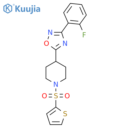 4-3-(2-fluorophenyl)-1,2,4-oxadiazol-5-yl-1-(thiophene-2-sulfonyl)piperidine structure