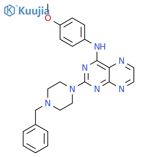 2-(4-benzylpiperazin-1-yl)-N-(4-methoxyphenyl)pteridin-4-amine structure