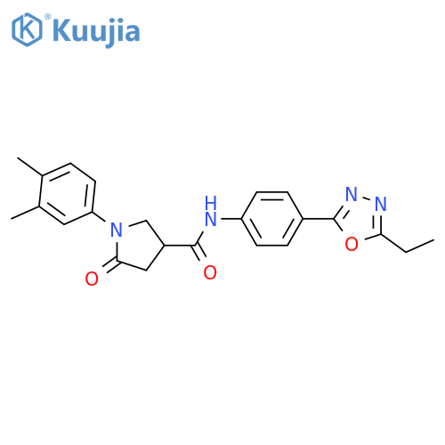 1-(3,4-dimethylphenyl)-N-4-(5-ethyl-1,3,4-oxadiazol-2-yl)phenyl-5-oxopyrrolidine-3-carboxamide structure