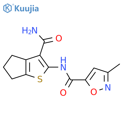 N-{3-carbamoyl-4H,5H,6H-cyclopentabthiophen-2-yl}-3-methyl-1,2-oxazole-5-carboxamide structure