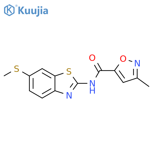 3-methyl-N-6-(methylsulfanyl)-1,3-benzothiazol-2-yl-1,2-oxazole-5-carboxamide structure