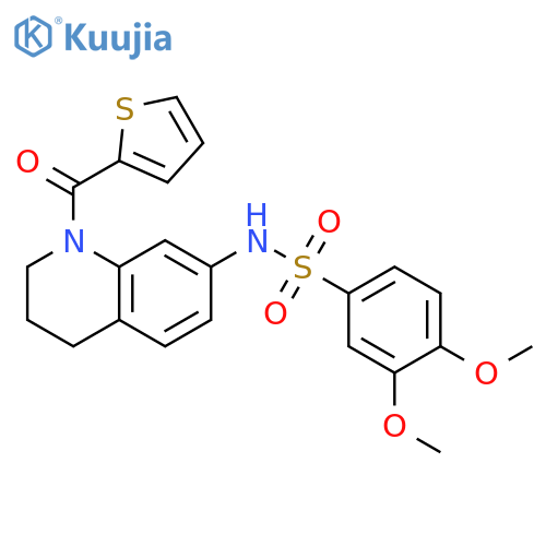 3,4-dimethoxy-N-1-(thiophene-2-carbonyl)-1,2,3,4-tetrahydroquinolin-7-ylbenzene-1-sulfonamide structure
