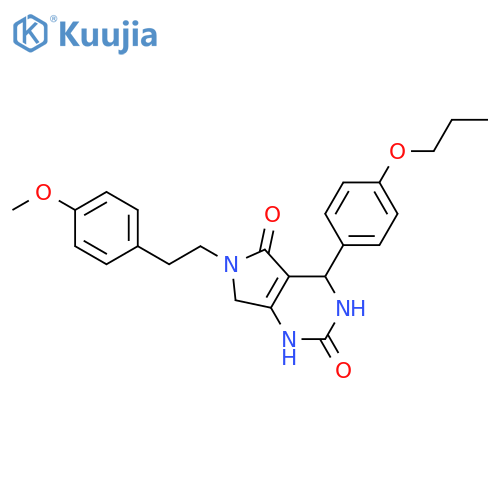 6-2-(4-methoxyphenyl)ethyl-4-(4-propoxyphenyl)-1H,2H,3H,4H,5H,6H,7H-pyrrolo3,4-dpyrimidine-2,5-dione structure