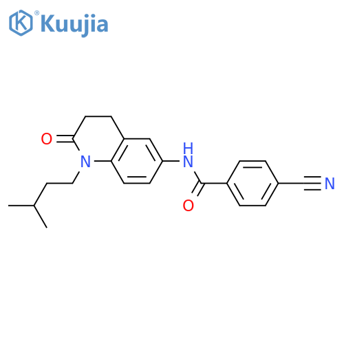 4-cyano-N-1-(3-methylbutyl)-2-oxo-1,2,3,4-tetrahydroquinolin-6-ylbenzamide structure