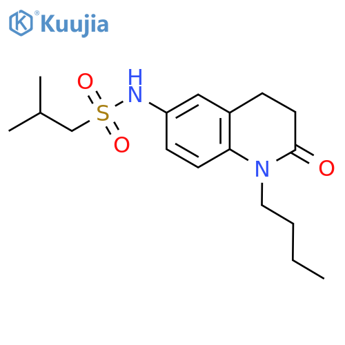 N-(1-butyl-2-oxo-1,2,3,4-tetrahydroquinolin-6-yl)-2-methylpropane-1-sulfonamide structure