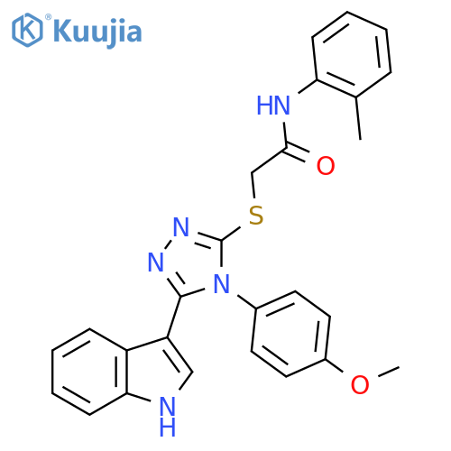 2-{5-(1H-indol-3-yl)-4-(4-methoxyphenyl)-4H-1,2,4-triazol-3-ylsulfanyl}-N-(2-methylphenyl)acetamide structure