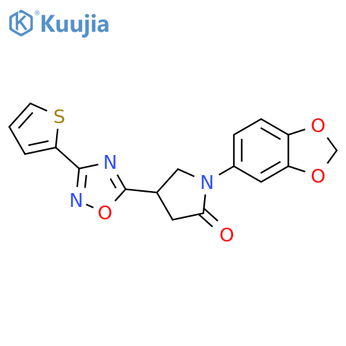 1-(2H-1,3-benzodioxol-5-yl)-4-3-(thiophen-2-yl)-1,2,4-oxadiazol-5-ylpyrrolidin-2-one structure