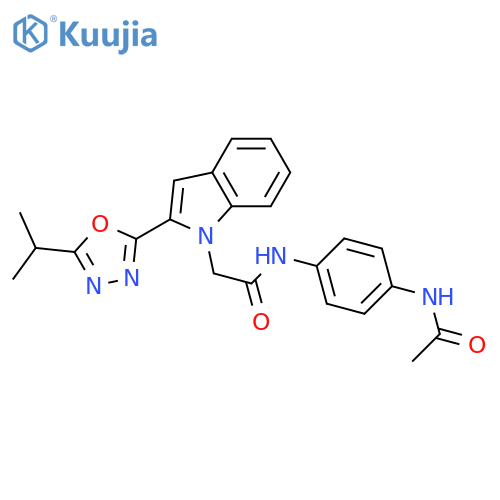 N-(4-acetamidophenyl)-2-{2-5-(propan-2-yl)-1,3,4-oxadiazol-2-yl-1H-indol-1-yl}acetamide structure