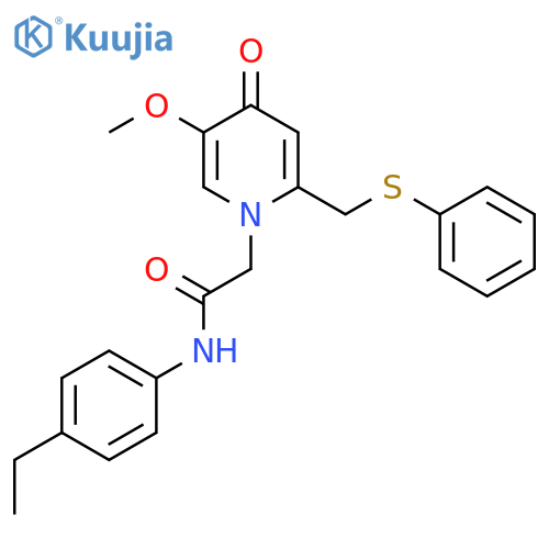 N-(4-ethylphenyl)-2-{5-methoxy-4-oxo-2-(phenylsulfanyl)methyl-1,4-dihydropyridin-1-yl}acetamide structure