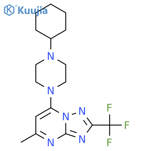 1-cyclohexyl-4-5-methyl-2-(trifluoromethyl)-1,2,4triazolo1,5-apyrimidin-7-ylpiperazine structure