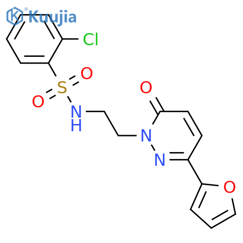2-chloro-N-{2-3-(furan-2-yl)-6-oxo-1,6-dihydropyridazin-1-ylethyl}benzene-1-sulfonamide structure