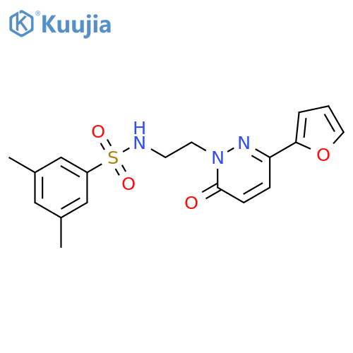 N-{2-3-(furan-2-yl)-6-oxo-1,6-dihydropyridazin-1-ylethyl}-3,5-dimethylbenzene-1-sulfonamide structure