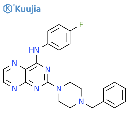 2-(4-benzylpiperazin-1-yl)-N-(4-fluorophenyl)pteridin-4-amine structure