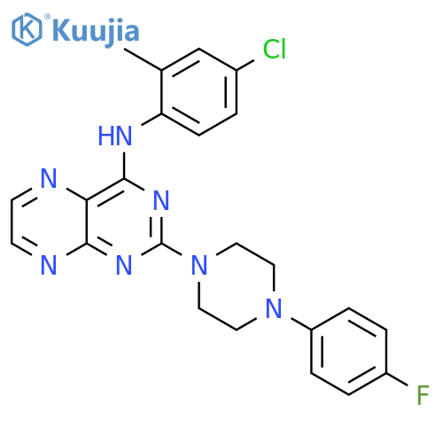 N-(4-chloro-2-methylphenyl)-2-4-(4-fluorophenyl)piperazin-1-ylpteridin-4-amine structure
