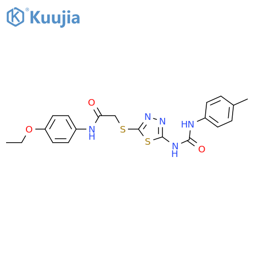 N-(4-ethoxyphenyl)-2-(5-{(4-methylphenyl)carbamoylamino}-1,3,4-thiadiazol-2-yl)sulfanylacetamide structure