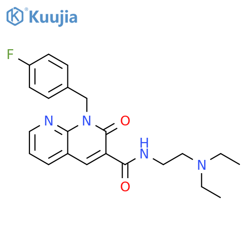 N-2-(diethylamino)ethyl-1-(4-fluorophenyl)methyl-2-oxo-1,2-dihydro-1,8-naphthyridine-3-carboxamide structure