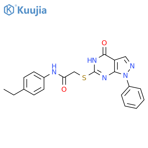 N-(4-ethylphenyl)-2-({4-oxo-1-phenyl-1H,4H,5H-pyrazolo3,4-dpyrimidin-6-yl}sulfanyl)acetamide structure