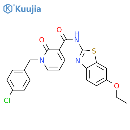 1-(4-chlorophenyl)methyl-N-(6-ethoxy-1,3-benzothiazol-2-yl)-2-oxo-1,2-dihydropyridine-3-carboxamide structure