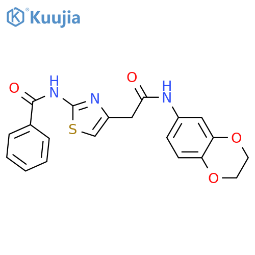 N-(4-{(2,3-dihydro-1,4-benzodioxin-6-yl)carbamoylmethyl}-1,3-thiazol-2-yl)benzamide structure