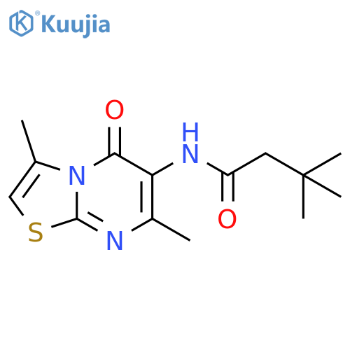 N-{3,7-dimethyl-5-oxo-5H-1,3thiazolo3,2-apyrimidin-6-yl}-3,3-dimethylbutanamide structure