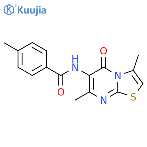 N-{3,7-dimethyl-5-oxo-5H-1,3thiazolo3,2-apyrimidin-6-yl}-4-methylbenzamide structure