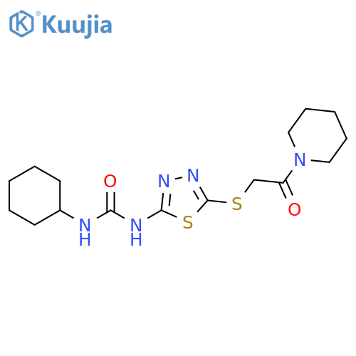 1-cyclohexyl-3-(5-{2-oxo-2-(piperidin-1-yl)ethylsulfanyl}-1,3,4-thiadiazol-2-yl)urea structure