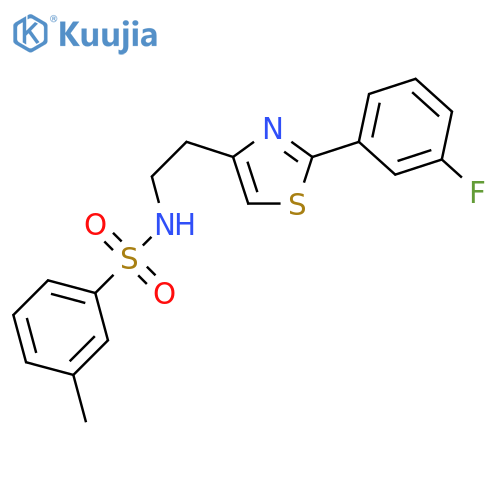 N-{2-2-(3-fluorophenyl)-1,3-thiazol-4-ylethyl}-3-methylbenzene-1-sulfonamide structure