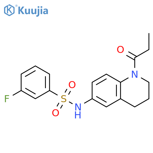 3-fluoro-N-(1-propanoyl-1,2,3,4-tetrahydroquinolin-6-yl)benzene-1-sulfonamide structure
