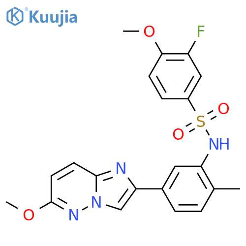 3-fluoro-4-methoxy-N-(5-{6-methoxyimidazo1,2-bpyridazin-2-yl}-2-methylphenyl)benzene-1-sulfonamide structure