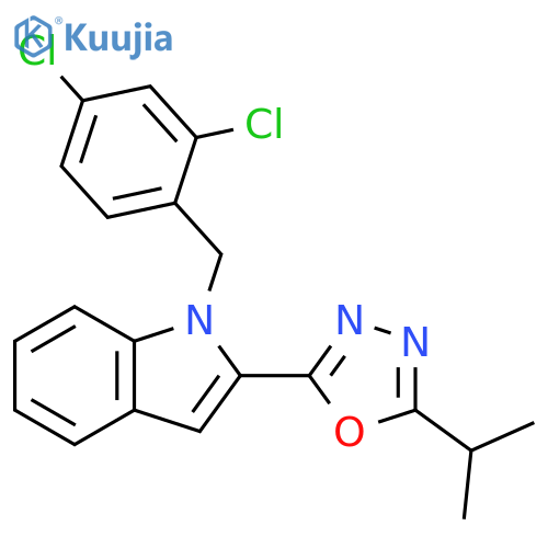 1-(2,4-dichlorophenyl)methyl-2-5-(propan-2-yl)-1,3,4-oxadiazol-2-yl-1H-indole structure