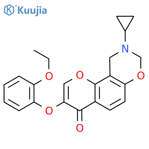 9-cyclopropyl-3-(2-ethoxyphenoxy)-4H,8H,9H,10H-chromeno8,7-e1,3oxazin-4-one structure