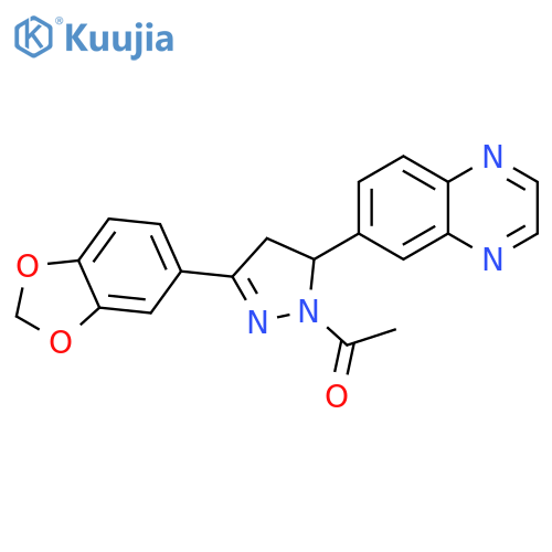 1-3-(2H-1,3-benzodioxol-5-yl)-5-(quinoxalin-6-yl)-4,5-dihydro-1H-pyrazol-1-ylethan-1-one structure