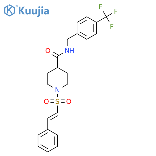 1-(2-phenylethenesulfonyl)-N-{[4-(trifluoromethyl)phenyl]methyl}piperidine-4-carboxamide structure