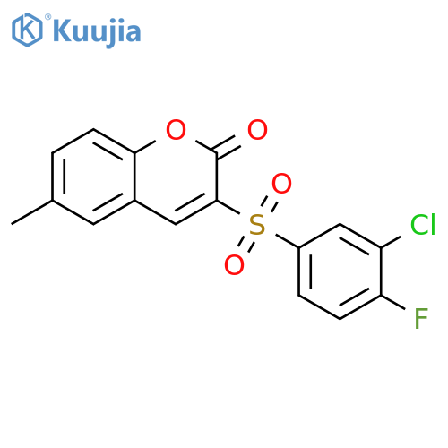 3-(3-chloro-4-fluorobenzenesulfonyl)-6-methyl-2H-chromen-2-one structure