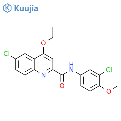 6-chloro-N-(3-chloro-4-methoxyphenyl)-4-ethoxyquinoline-2-carboxamide structure