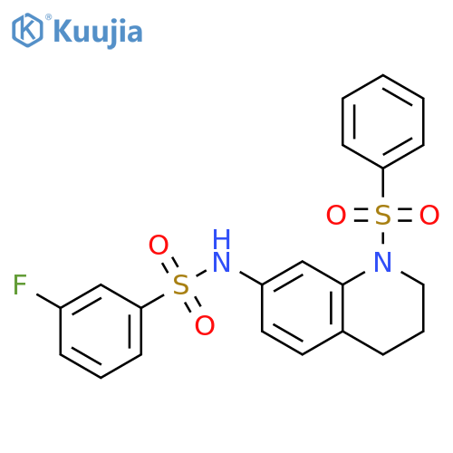 N-1-(benzenesulfonyl)-1,2,3,4-tetrahydroquinolin-7-yl-3-fluorobenzene-1-sulfonamide structure