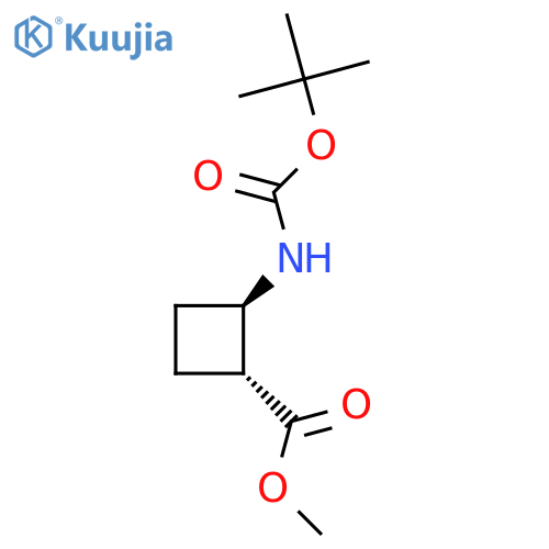 Methyl trans-2-{[(tert-butoxy)carbonyl]amino}cyclobutane-1-carboxylate structure