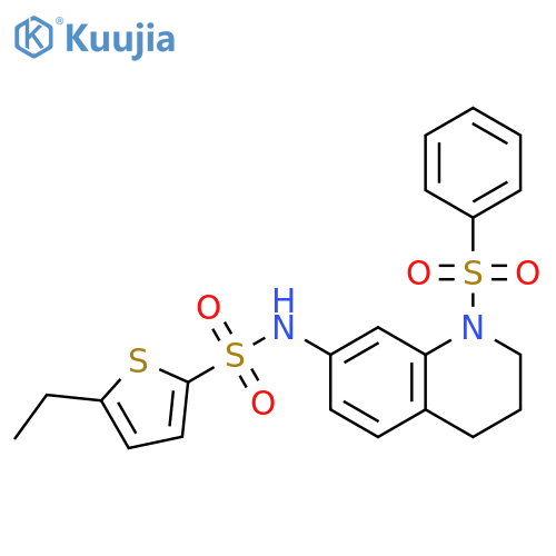 N-1-(benzenesulfonyl)-1,2,3,4-tetrahydroquinolin-7-yl-5-ethylthiophene-2-sulfonamide structure