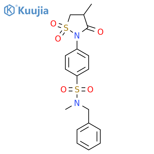 N-benzyl-N-methyl-4-(4-methyl-1,1,3-trioxo-1lambda6,2-thiazolidin-2-yl)benzene-1-sulfonamide structure