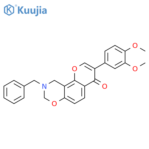 9-benzyl-3-(3,4-dimethoxyphenyl)-4H,8H,9H,10H-chromeno8,7-e1,3oxazin-4-one structure