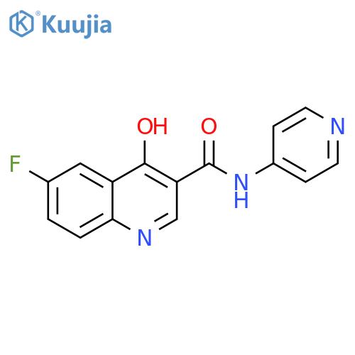 6-fluoro-4-hydroxy-N-(pyridin-4-yl)quinoline-3-carboxamide structure