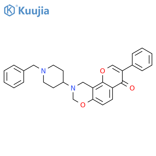 9-(1-benzylpiperidin-4-yl)-3-phenyl-4H,8H,9H,10H-chromeno8,7-e1,3oxazin-4-one structure