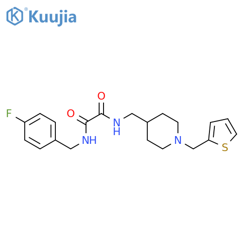 N'-(4-fluorophenyl)methyl-N-({1-(thiophen-2-yl)methylpiperidin-4-yl}methyl)ethanediamide structure