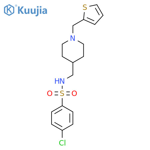 4-chloro-N-({1-(thiophen-2-yl)methylpiperidin-4-yl}methyl)benzene-1-sulfonamide structure