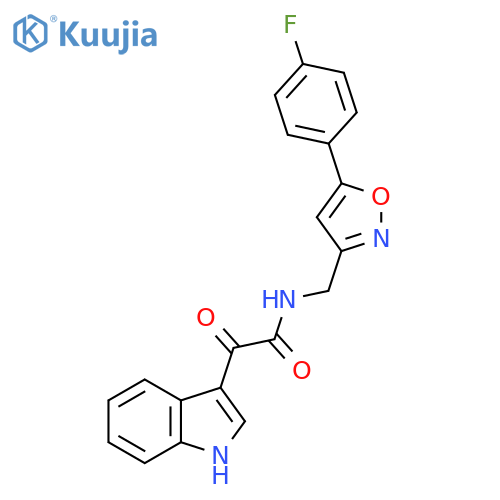 N-{5-(4-fluorophenyl)-1,2-oxazol-3-ylmethyl}-2-(1H-indol-3-yl)-2-oxoacetamide structure