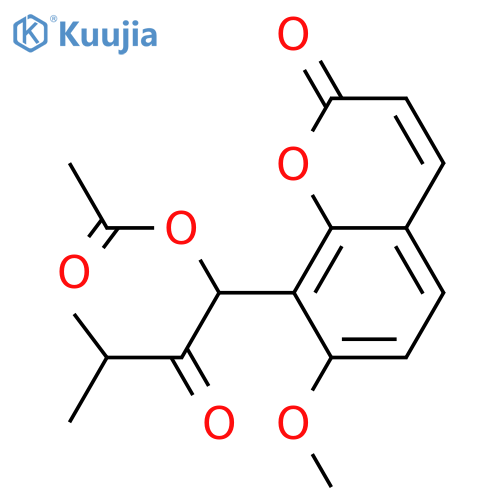 2H-1-Benzopyran-2-one,8-[1-(acetyloxy)-3- methyl-2-oxobutyl]-7-methoxy-,(+)- structure