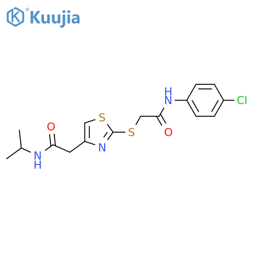 2-2-({(4-chlorophenyl)carbamoylmethyl}sulfanyl)-1,3-thiazol-4-yl-N-(propan-2-yl)acetamide structure